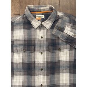 Magellan Outdoors Hunt Gear Mens Blue Flannel Loose Fit Button-down Shirt‎ Sz L